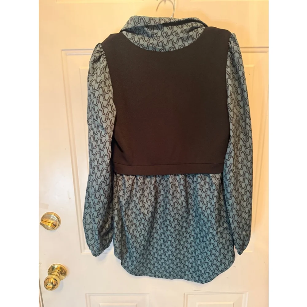 Women's Blouse, M, Teal & Black